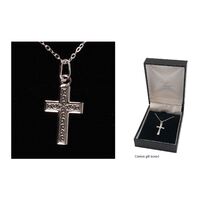 Sterling Silver Chain and Cross Engraved