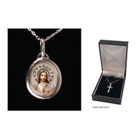 Sterling Silver Chain and Sacred Heart SHJ Medal