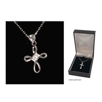 Sterling Silver Chain and Cross with Crystal