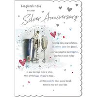 Card - Silver 25th Wedding Anniversary