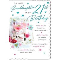 Card - 21st Birthday Granddaughter Pink Cocktails