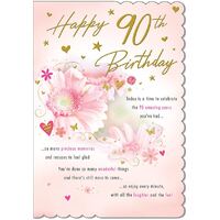 Card - 90th Birthday Female Gerberas