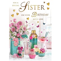 Card - Birthday Sister Cocktails and Cakes