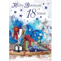 Card - 18th Birthday Trophy & Balloons
