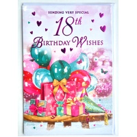 Card - 18th Birthday Gift Bag & Balloons