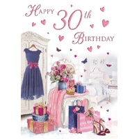 Card - 30th Birthday Dresses & Flowers