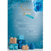 Card - Birthday Son Gifts and Balloons