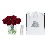 Carmine Red Buds Perfumed Flower - Herringbone Vase