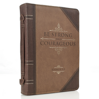 Bible Cover Classic Medium: Strong and Courageous Joshua 1:9 Beige/Brown