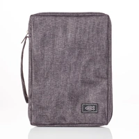 Bible Cover Grey Polyester Canvas Medium : Fish Symbol