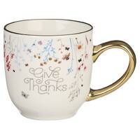 Ceramic Mug: Give Thanks, Topsy-Turvy Wildflower (355ml)