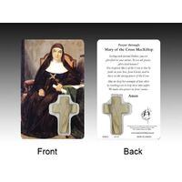 Holy Card  with Wood Cross/ Prayer - Mary MacKillop