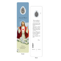 Laminated Bookmark with Medal - Sacred Heart of Jesus