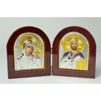 Wood Icon Plaque - Jesus & Mary