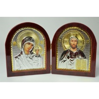 Wood Icon Plaque - Jesus & Mary