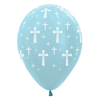 Holy Cross Satin Latex Balloons - Blue