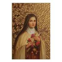Wood Plaque Gold-St Theresa (105x155mm)