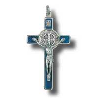 St Benedict Crucifix Blue - 80 x 45mm