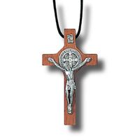 St Benedict Crucifix Dark Wood - 80 x 45mm
