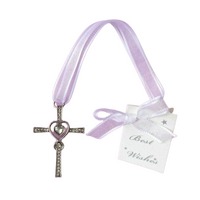 Wedding Bridal Charm - Diamante Heart Cross