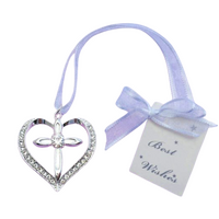 Wedding Bridal Charm - Metal Diamante Cross Heart