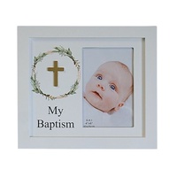 Baptism Photo Frame w/Cross