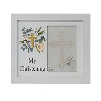 Christening Photo Frame w/Cross