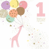 Card - One Today Birthday Pink Giraffe