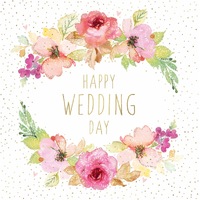 Card - Happy Wedding Day Floral Wreath