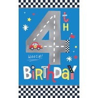 Card - Happy 4th Birthday Racing Track