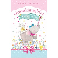 Card - 1st Birthday Granddaughter Elephant