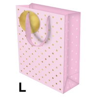 Gift Bag Large - Gold Foil Dots on Pink