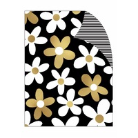 Gift Wrap - Gold & White Daisies on Black