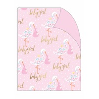 Gift Wrap - Baby Girl Stork with Papoose