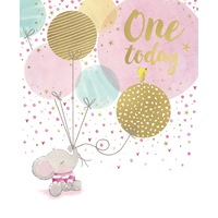 Card -One Today Birthday Elephant/Balloons