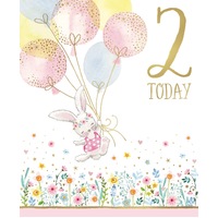 Card - Happy 2nd Birthday Bunny Balloons