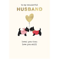 Card - Wonderful Husband Birthday Scotty Dogs