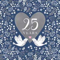 Card - 25 Years Anniversary Floral Heart