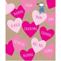 Card - Happy Birthday Grandma Hearts
