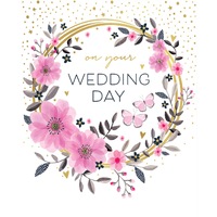 Card - On Your Wedding Day Floral Wreath