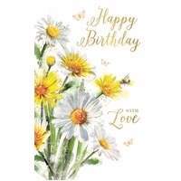 Card - Happy Birthday With Love Daisies