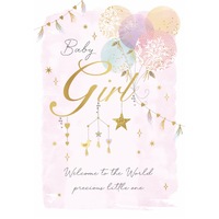 Card - Baby Girl Welcome Balloons