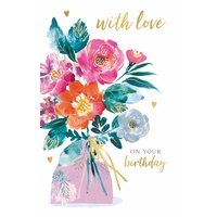 Card - With Love on Your Birthday Vase