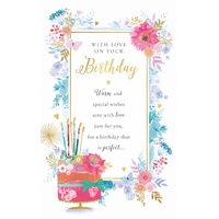Card - With Love on Your Birthday Floral