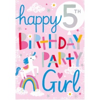 Card - 5th Birthday Party Girl
