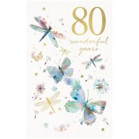 Card - 80th Birthday Dragonflies