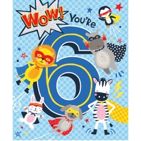 Card - Wow! You're 6 Birthday Superhero