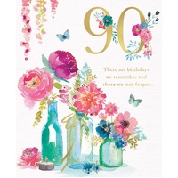 Card - 90 Birthday Flowers
