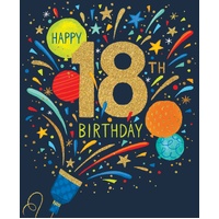 Card - Happy 18th Birthday Party Poppers
