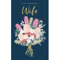 Card - Birthday My Wonderful Wife Flowers